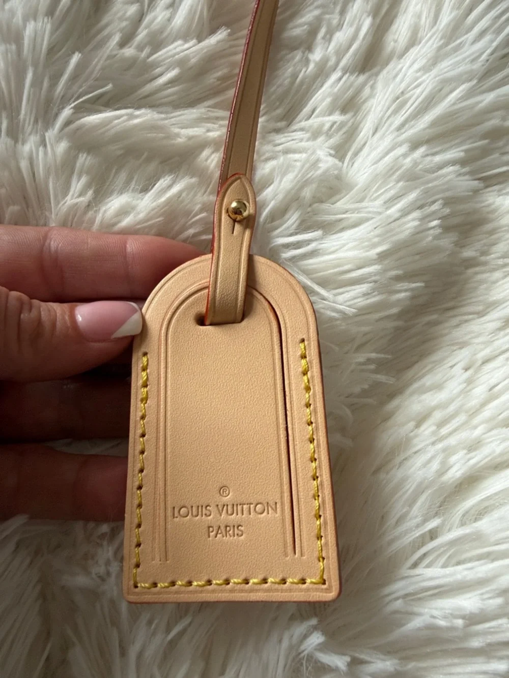 Louis Vuitton Tan Leather Luggage Tag with Red Edge - Picture 10 of 10